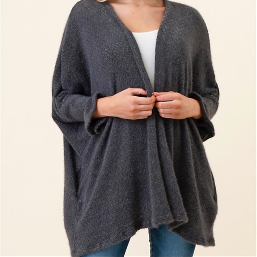 Fuzzy Popcorn Knit Kimono Sweater